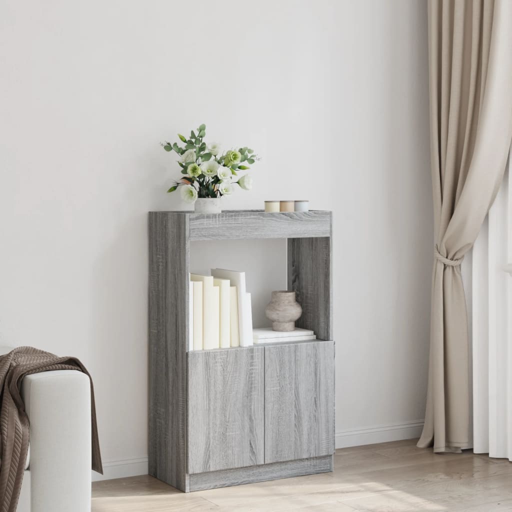 Vidaxl hoge kast 63x33x100 cm bewerkt hout grijs sonoma eikenkleurig
