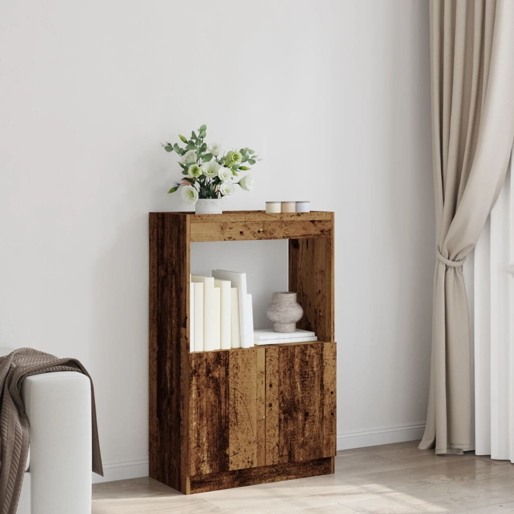 Vidaxl hoge kast 63x33x100 cm bewerkt hout oud houtkleurig