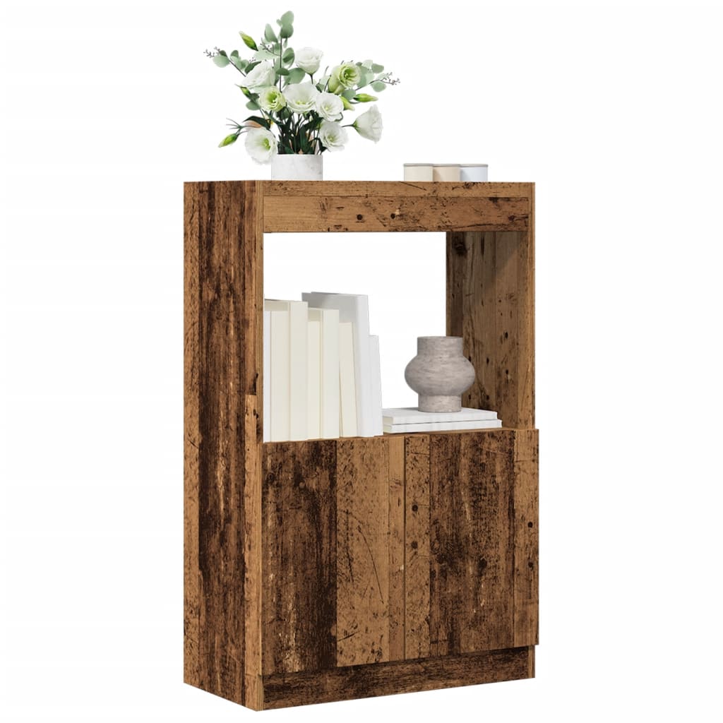 Vidaxl hoge kast 63x33x100 cm bewerkt hout oud houtkleurig