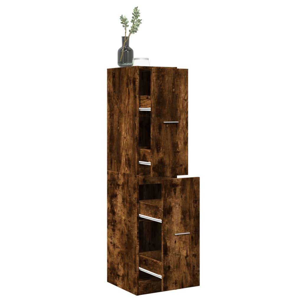Vidaxl apothekerskast 30x41x144,5 cm bewerkt hout gerookt eikenkleurig