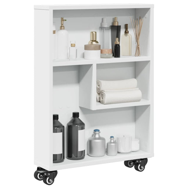 Vidaxl opbergtrolley smal 48x13x68 cm bewerkt hout wit