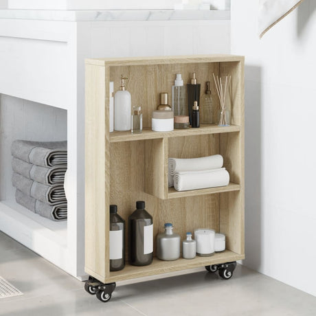 Vidaxl smalle opbergtrolley sonoma eiken 48x13x68 cm bewerkt hout