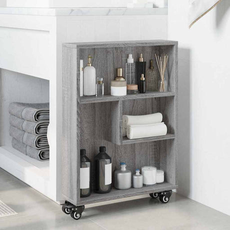 Vidaxl opbergtrolley smal 48x13x68 cm bewerkt hout grijs sonoma eiken