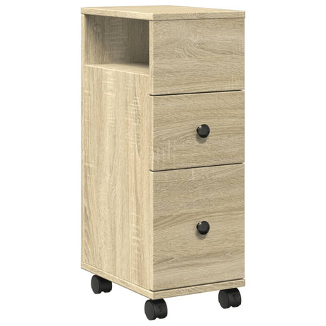 Vidaxl badkamerkast smal met wielen bewerkt hout sonoma eikenkleurig