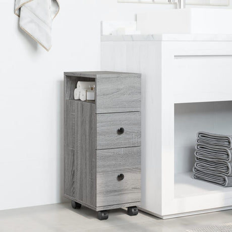 Vidaxl badkamerkast smal met wielen bewerkt hout grijs sonoma eiken