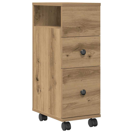 Vidaxl badkamerkast smal met wielen bewerkt hout artisanaal eiken