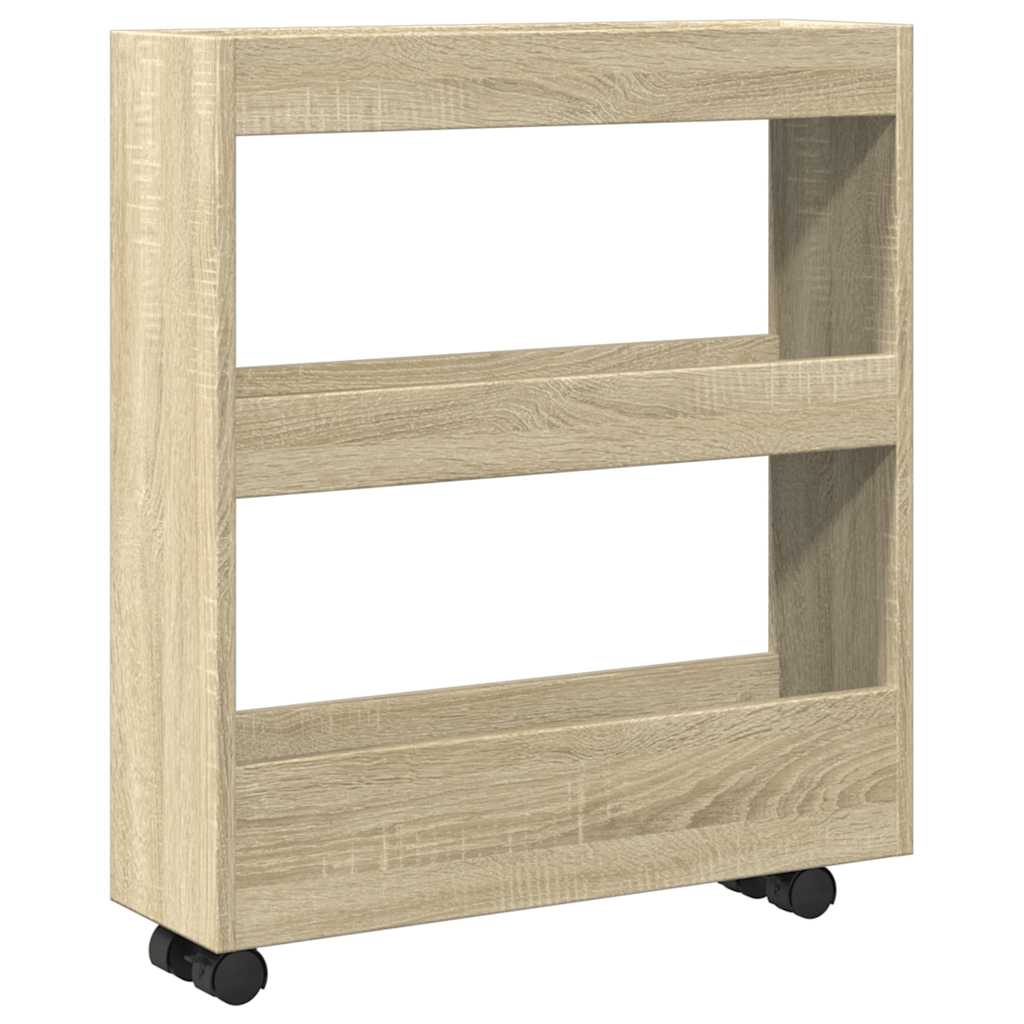 Vidaxl opbergtrolley smal 3-laags bewerkt hout sonoma eikenkleurig