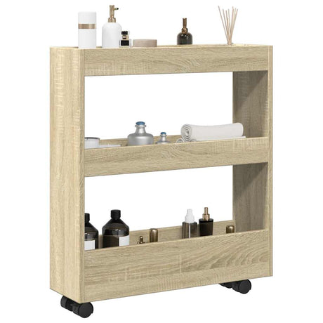Vidaxl opbergtrolley smal 3-laags bewerkt hout sonoma eikenkleurig