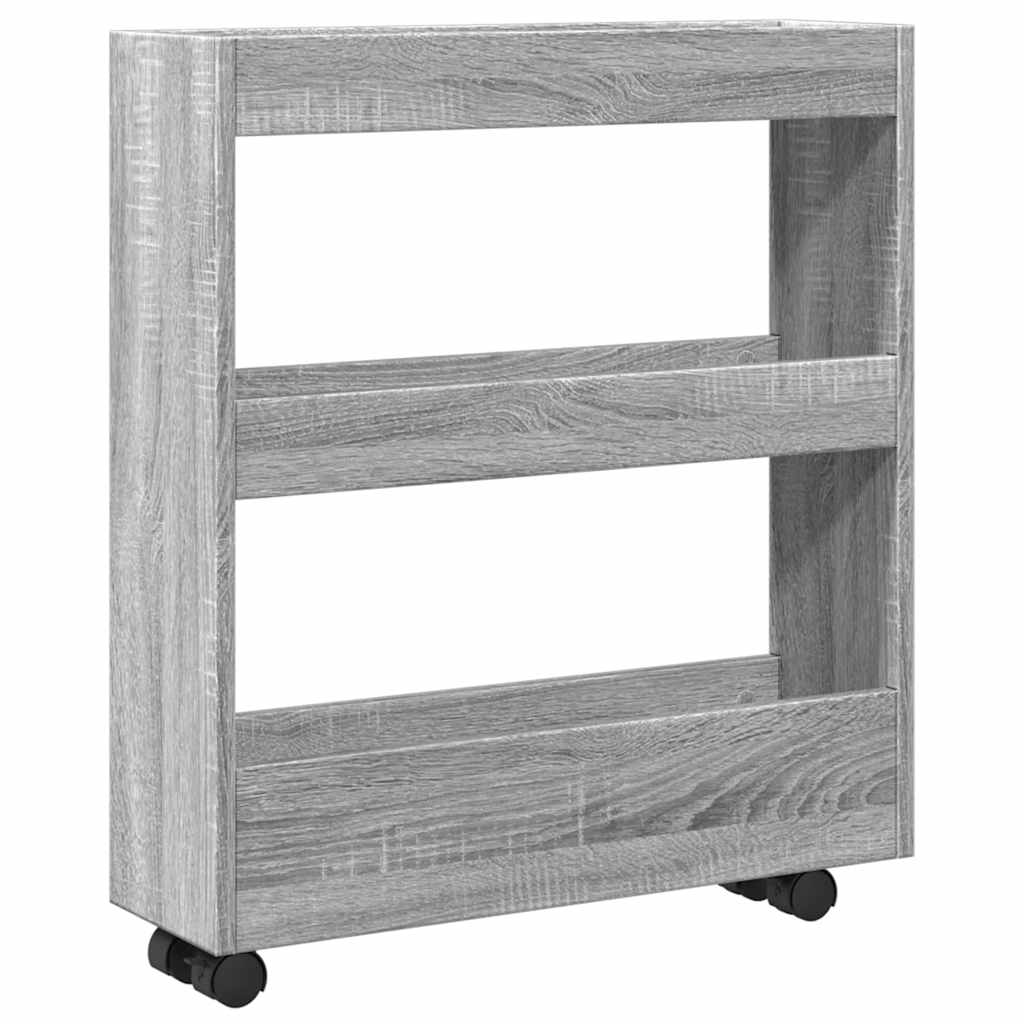 Vidaxl opbergtrolley smal 3-laags bewerkt hout grijs sonoma eiken