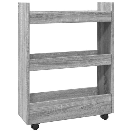 Vidaxl opbergtrolley smal 3-laags bewerkt hout grijs sonoma eiken