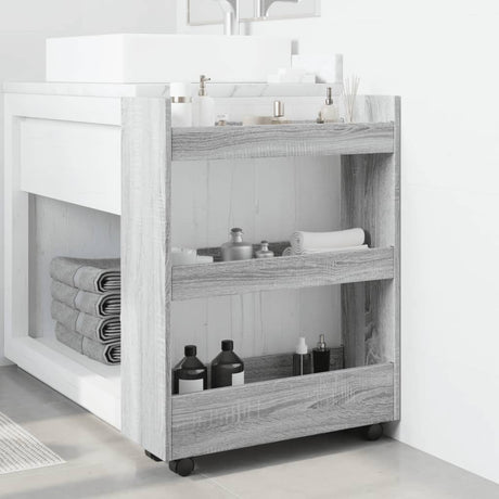 Vidaxl opbergtrolley smal 3-laags bewerkt hout grijs sonoma eiken