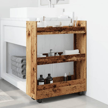 Vidaxl opbergtrolley smal 3-laags bewerkt hout oud houtkleurig