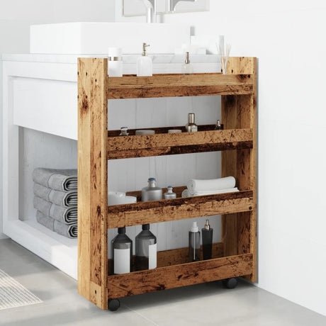 Vidaxl opbergtrolley smal 4-laags bewerkt hout oud houtkleurig