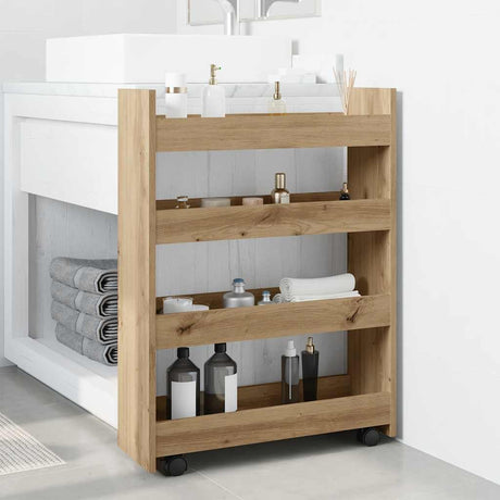 Vidaxl opbergtrolley smal 4-laags bewerkt hout artisanaal eikenkleurig