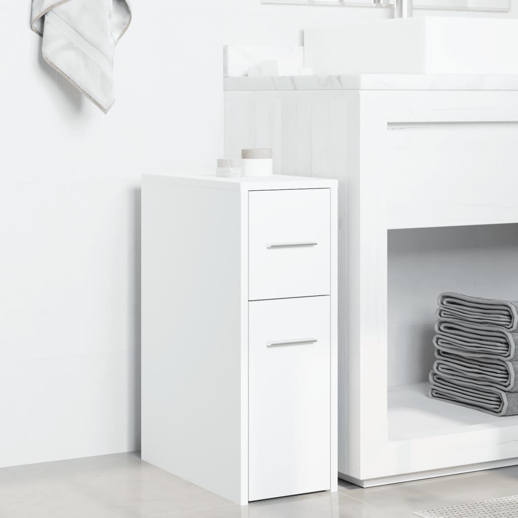 Vidaxl badkamerkast smal met wielen bewerkt hout wit