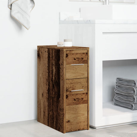 Vidaxl badkamerkast smal met wielen bewerkt hout oud houtkleurig