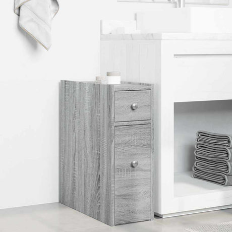 Vidaxl badkamerkast smal met wielen bewerkt hout grijs sonoma eiken