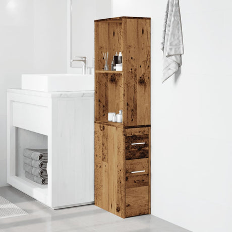 Vidaxl badkamerkast smal met wielen bewerkt hout oud houtkleurig