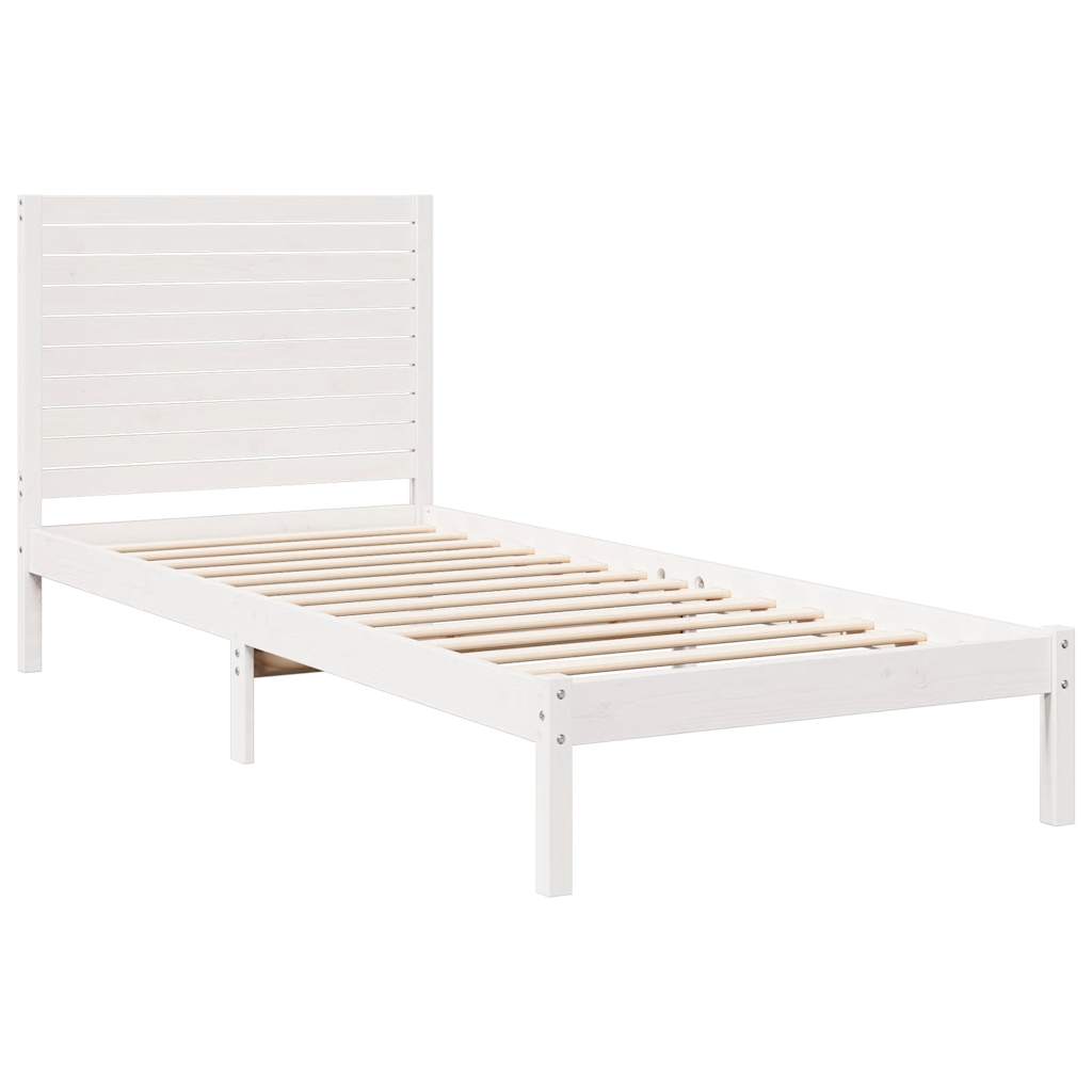 Vidaxl bedframe extra lang zonder matras massief hout wit 90x210 cm