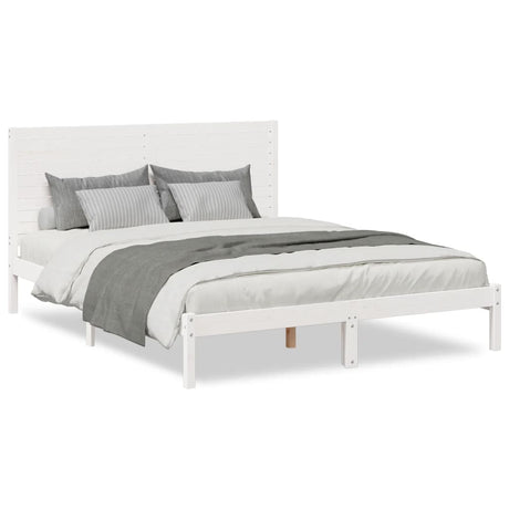 Vidaxl bedframe extra lang zonder matras massief hout wit 140x210 cm