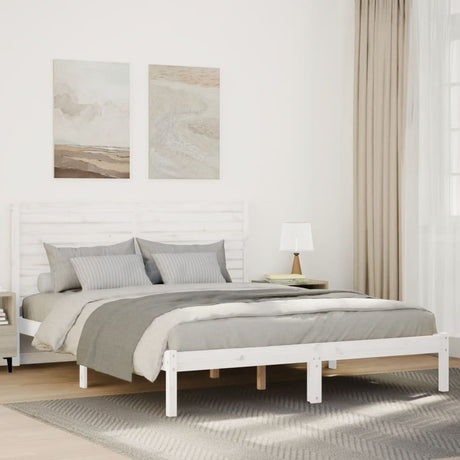 Vidaxl bedframe extra lang zonder matras massief hout wit 140x210 cm