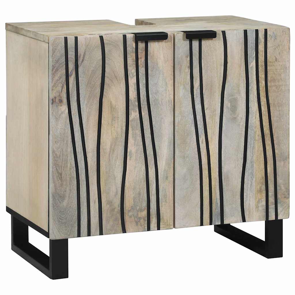 Vidaxl badkamerkastenset 2 st wit massief mango hout