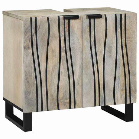 Vidaxl badkamerkastenset 2 st wit massief mango hout