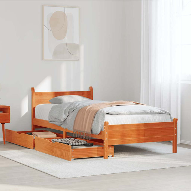 Vidaxl bedframe zonder matras massief grenenhout wasbruin 100x200 cm