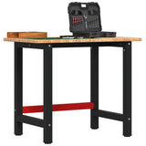 VidaXL Rechteckige Werkbank 100x60x81,5 cm massive Eiche hellbraun