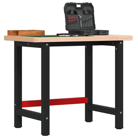 VidaXL Werkbank rechteckig 100x60x83 cm massives Buchenholz