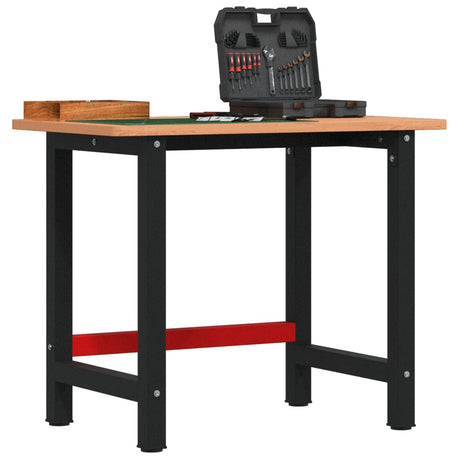 VidaXL Werkbank rechteckig 100x60x81,5 cm massives Buchenholz