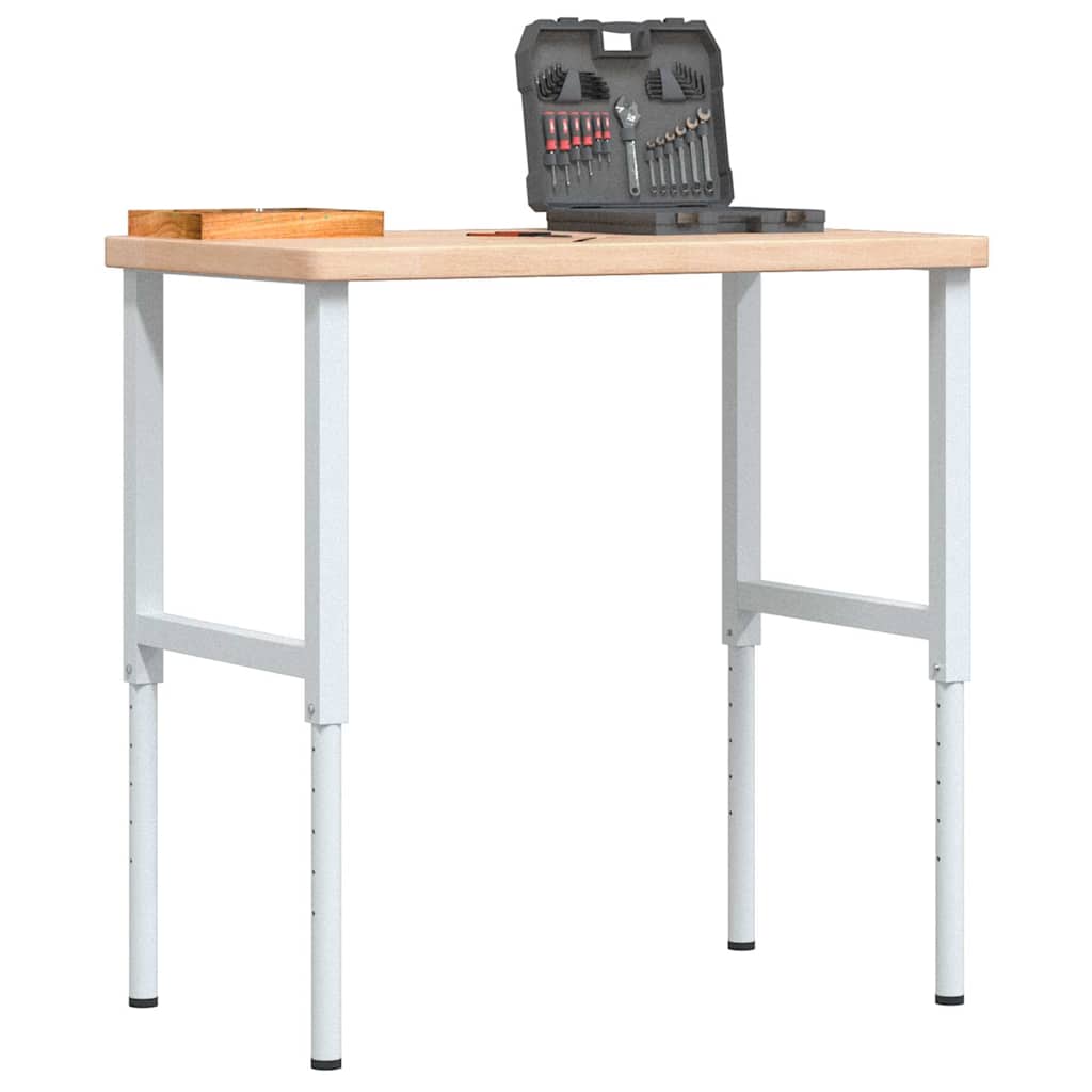 VidaXL Rechteckige Werkbank 100 x 60 x (73–99,5) cm, massive Eiche