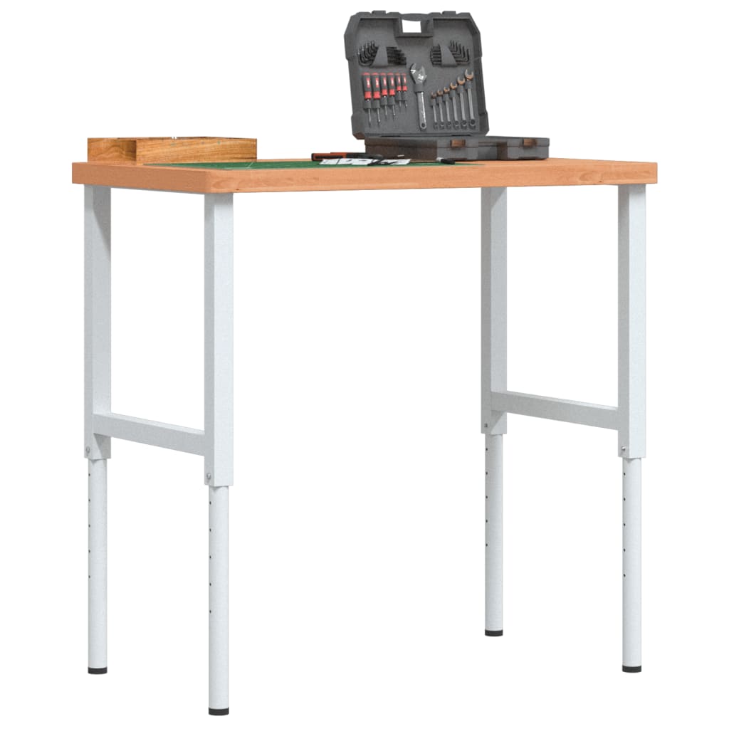 VidaXL Rechteckige Werkbank 100 x 60 x (73–99,5) cm, massives Buchenholz