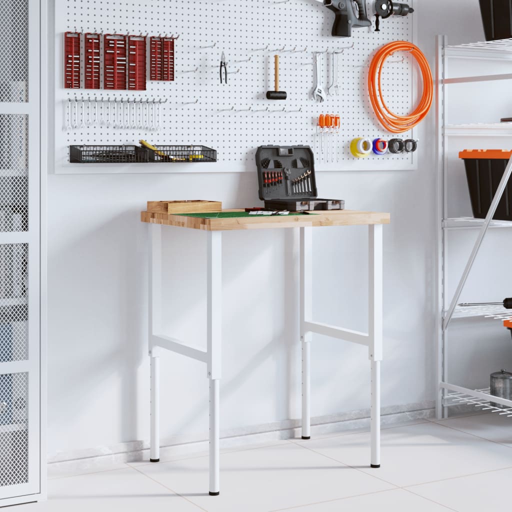 VidaXL Rechteckige Werkbank 80x60x(73-99,5) cm Massives Akazienholz
