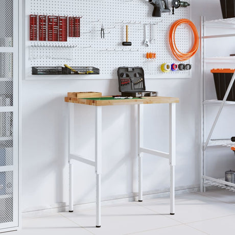 VidaXL Rechteckige Werkbank 80x60x(73-99,5) cm Massives Akazienholz