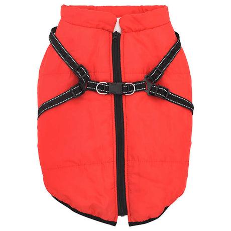 Vidaxxl Hundemantel mit Geschirr, wasserdicht, reflektierend, rot, L52