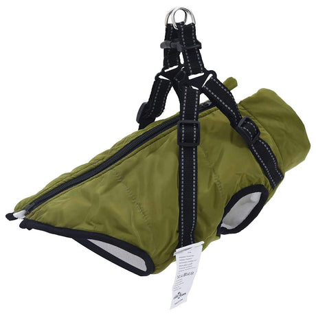 VidaXL Hundemantel mit Geschirr, wasserdicht, reflektierend, Armeegrün, L28