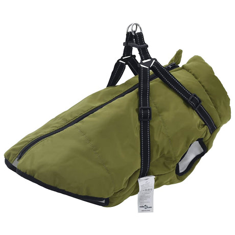 VidaXL Hundemantel mit Geschirr, wasserdicht, reflektierend, Armeegrün, L44