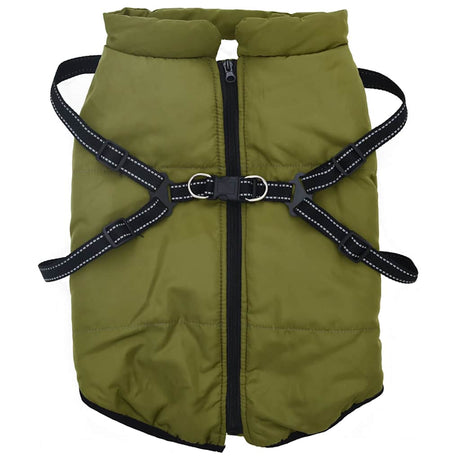 VidaXL Hundemantel mit Geschirr, wasserdicht, reflektierend, Armeegrün, L44