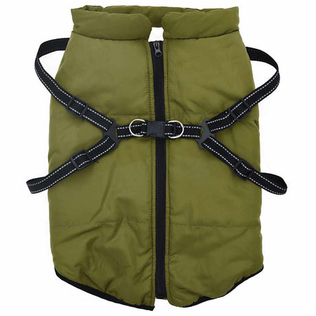 VidaXL Hundemantel mit Geschirr, wasserdicht, reflektierend, Armeegrün, L48