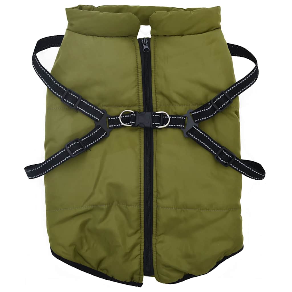 VidaXL Hundemantel mit Geschirr, wasserdicht, reflektierend, Armeegrün, L52