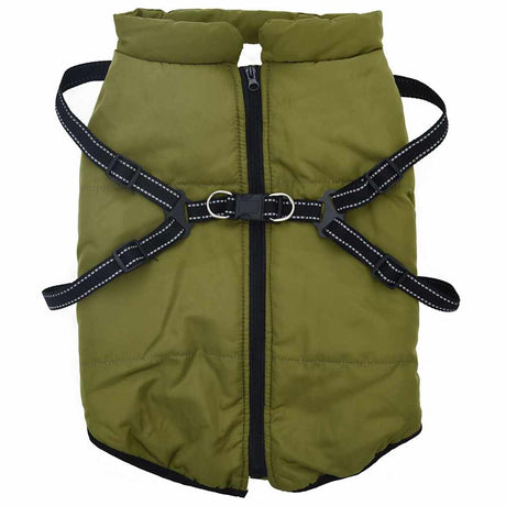 VidaXL Hundemantel mit Geschirr, wasserdicht, reflektierend, Armeegrün, L68