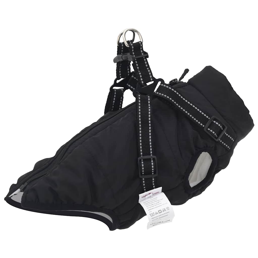 VidaXL Hundemantel mit Geschirr wasserdicht reflektierend schwarz L24