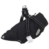 VidaXL Hundemantel mit Geschirr wasserdicht reflektierend schwarz L24