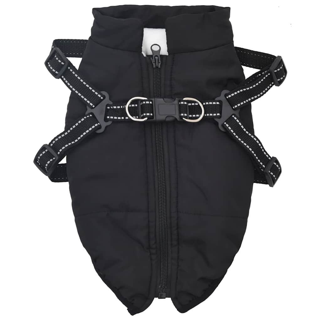 VidaXL Hundemantel mit Geschirr wasserdicht reflektierend schwarz L24