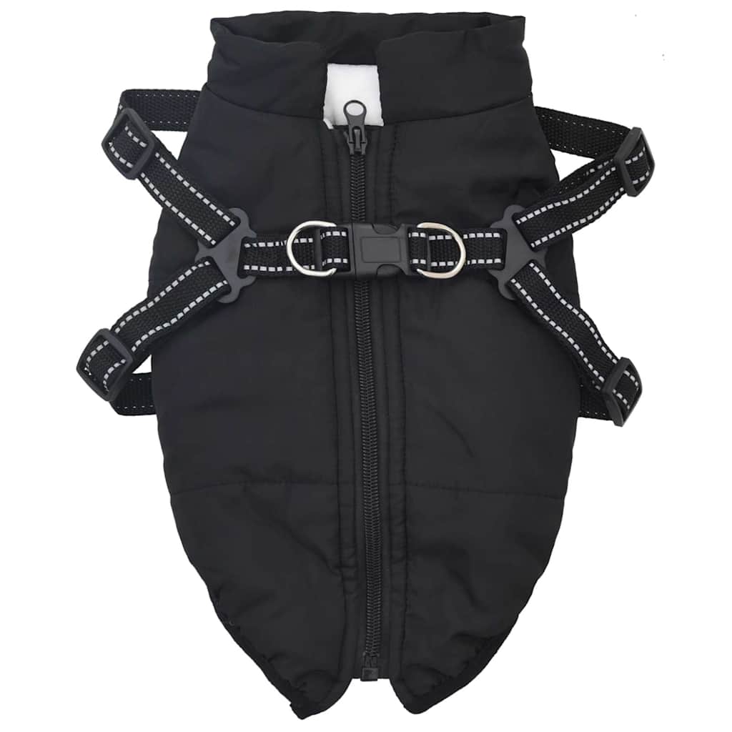 VidaXL Hundemantel mit Geschirr wasserdicht reflektierend schwarz L40