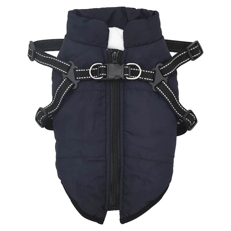 VidaXL Hundemantel mit Geschirr, wasserdicht, reflektierend, Marineblau, L24