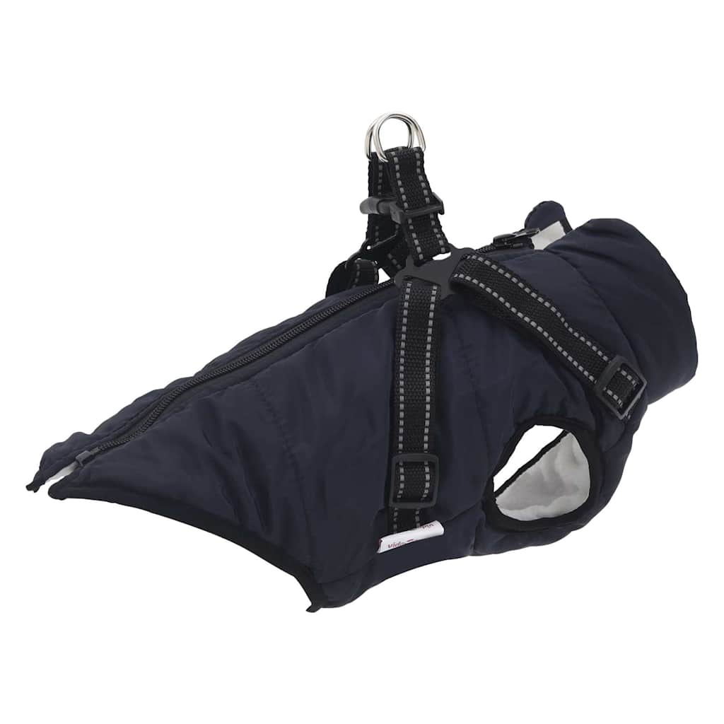 VidaXL Hundemantel mit Geschirr, wasserdicht, reflektierend, Marineblau, L36