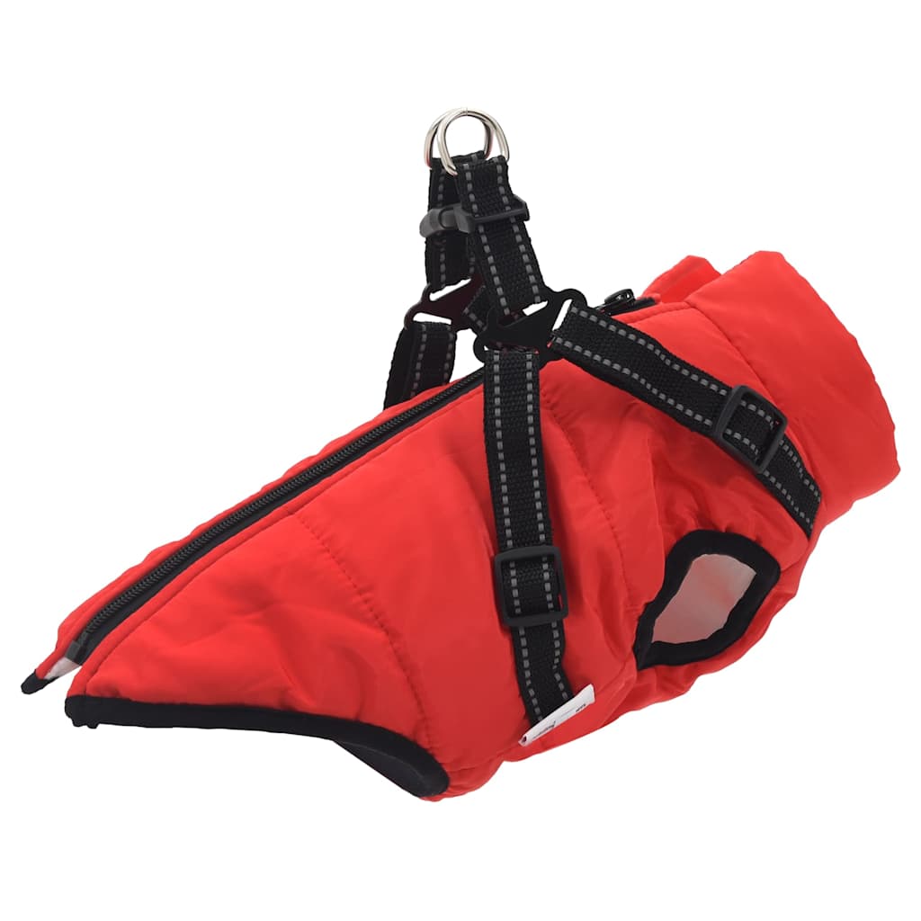Vidaxxl Hundemantel mit Geschirr, wasserdicht, reflektierend, rot, L32