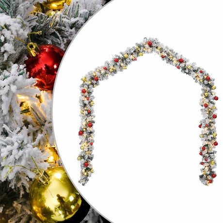 VidaXL Weihnachtsgirlande mit Weihnachtskugeln und LED-Lichtern 10 m PVC Grün